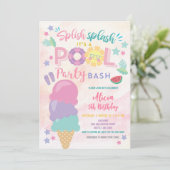 Colorful Pool Party Birthday Invitation (Debout devant)
