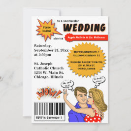Colorful Pop Art Comic Book Hoesje Wedding Invite Kaart