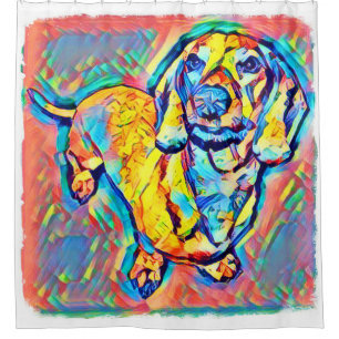 Colorful Pop Art Dachshund Douchegordijn