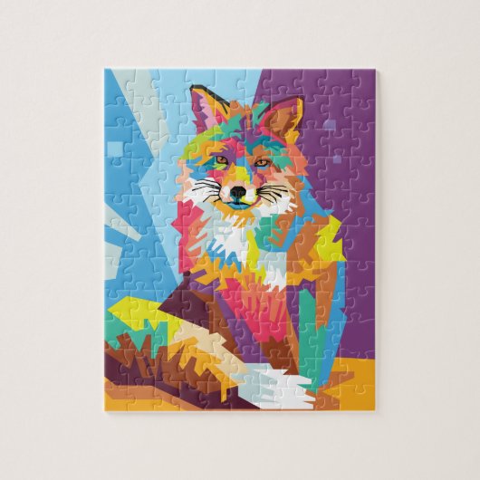 Colorful Pop Art Fox Portret Legpuzzel (Verticaal)