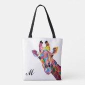 Colorful Pop Art Giraffe Monogramed Draagtas (Achterkant)