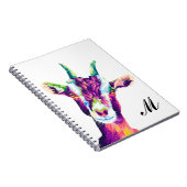 Colorful Pop Art Goat Monogramed Notitieboek (Rechterzijde)