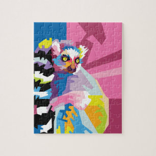 Colorful Pop Art Lemur Portret Legpuzzel