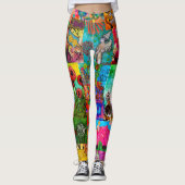 Colorful Pop Art Mixed Media Collage Leggings (Devant)