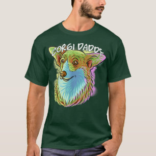 Colorful Pop Art Portrait Corgi Dog Dad Fathers Da T-shirt