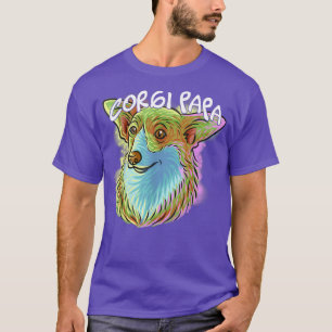 Colorful Pop Art Portrait Corgi Dog Dad Papa Fathe T-shirt