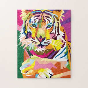 Colorful Pop Art Tiger Portret Legpuzzel