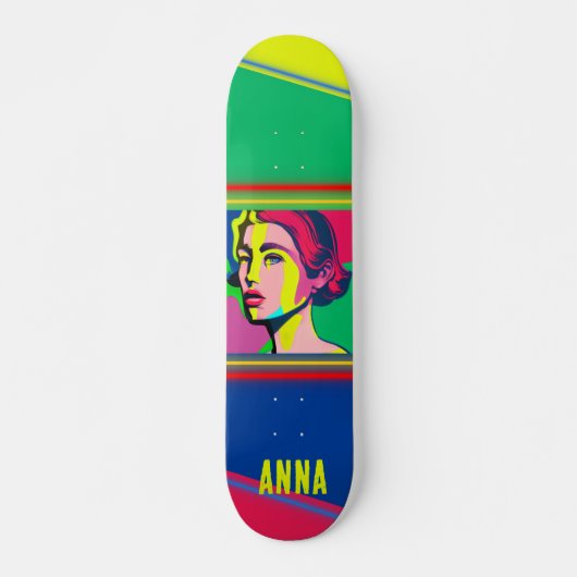 Colorful Pop Art Woman Personalized Skateboard (Voorkant)