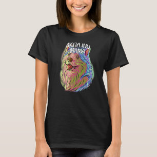 Colorful Pop Portrait Akita Inu Dog mama's D T-shirt