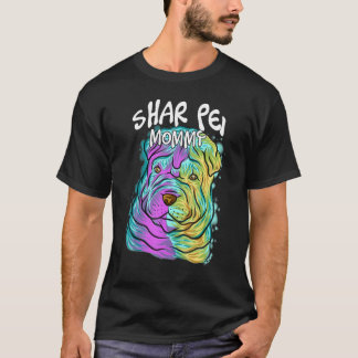Colorful Pop Portrait Shar Pei Dog mama's Da T-shirt