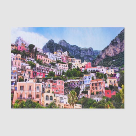 Colorful Positano, Italië ontkoppeling Tissuepapier (Voorkant)