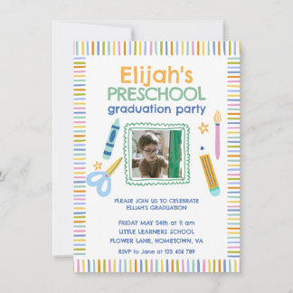 Colorful Preschool Graduation Party Invitation