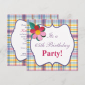 Colorful Pset 65th Birthday Invitation Kaart (Voorkant / Achterkant)