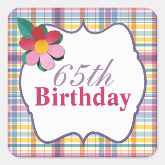 Colorful Pset 65th Birthday Sticker (Voorkant)