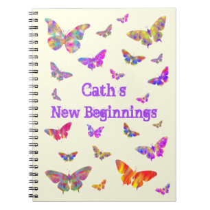 Colorful Psychedelic Butterfly Art Cath Add Name Notitieboek