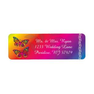 Colorful Psychedelic Butterfly Design Etiket