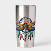 Colorful Psychedelic Dragonfly Dreamcatcher Boho Geïsoleerde Drinkbeker (Achterkant)