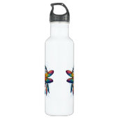 Colorful Psychedelic Dragonfly Dreamcatcher Boho Waterfles (Achterkant)