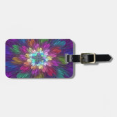 Colorful Psychedelic Flower Abstract Fractal Art Bagagelabel (Voorkant horizontaal)