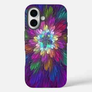 Colorful Psychedelic Flower Abstract Fractal Art iPhone 16 Hoesje