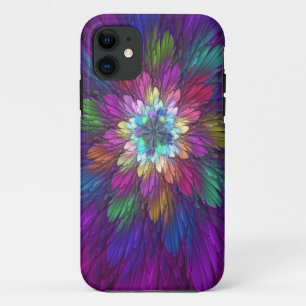 Colorful Psychedelic Flower Abstract Fractal Art iPhone 11 Hoesje