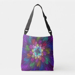 Colorful Psychedelic Flower Abstract Fractal Art Crossbody Tas