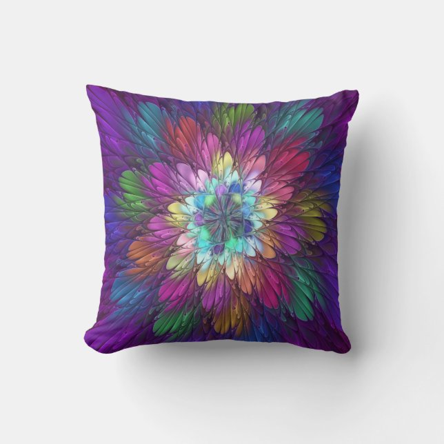 Colorful Psychedelic Flower Abstract Fractal Art Kussen (Voorkant)