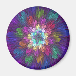 Colorful Psychedelic Flower Abstract Fractal Art Magneet