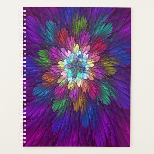Colorful Psychedelic Flower Abstract Fractal Art Planner (Voorkant)