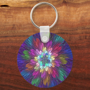 Colorful Psychedelic Flower Abstract Fractal Art Sleutelhanger