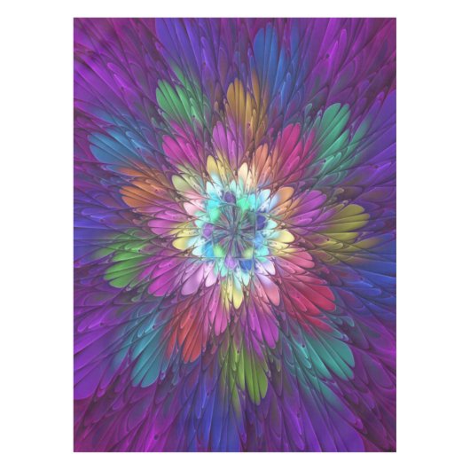 Colorful Psychedelic Flower Abstract Fractal Art Tafelkleed (Voorkant)