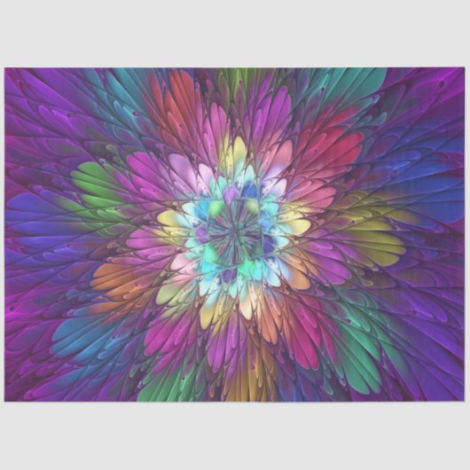 Colorful Psychedelic Flower Abstract Fractal Art Tissuepapier (Voorkant)