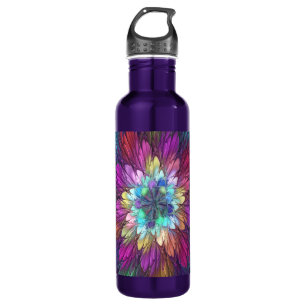 Colorful Psychedelic Flower Abstract Fractal Art Waterfles