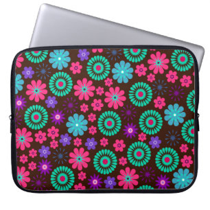 Colorful Psychedelic Funky Flower Pattern Laptop Sleeve
