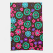 Colorful Psychedelic Funky Flower Pattern Theedoek (Verticaal)
