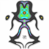 Colorful psychedelic meditating alien v2 sticker (Voorkant)
