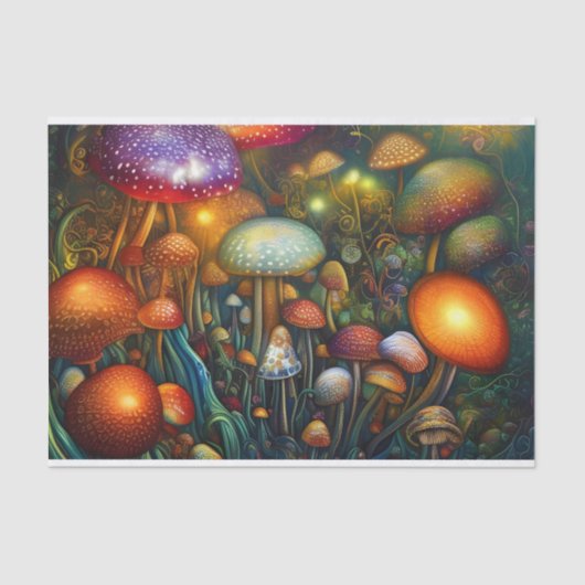 Colorful Psychedelic Mushroom Forest Tissuepapier (Voorkant)