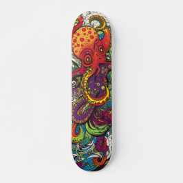 Colorful psychedelic Octopus Skateboard