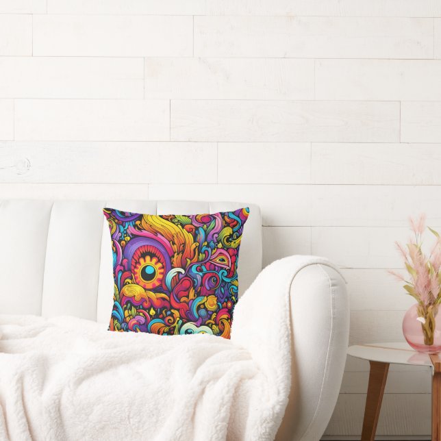 Colorful Psychedelic Pattern Kussen (Bank)