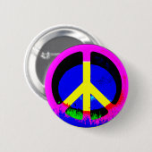 Colorful Psychedelic Peace Sign Round Button (Voorkant /achterkant)
