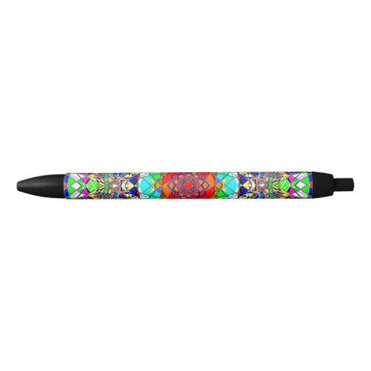 Colorful Psychedelic Shapes | Abstract Zwarte Inkt Pen (Voorkant)