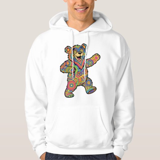 Colorful Psychedelic Teddy Bear Art Hoodie (Voorkant)