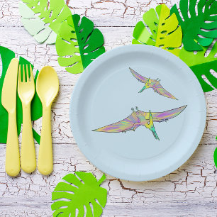Colorful Pterodactyl Funny Cute Dinosaur Art Papieren Bordje