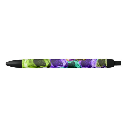 Colorful Pug Pattern Zwarte Inkt Pen (Voorkant)