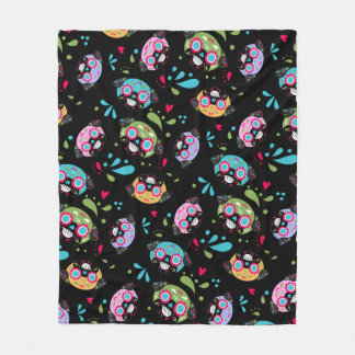 Colorful Pug Sugar Skulls Patroon Fleece Deken