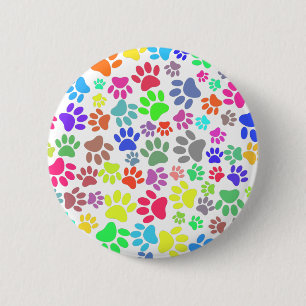 Colorful Puppy Paw Patroon Ronde Button 5,7 Cm