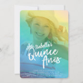 Colorful Quinceanera fille Invitation de fête d'an (Devant)