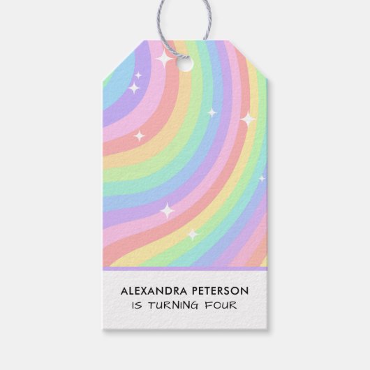 Colorful Rainbow 4th Birthday Cadeaulabel (Voorkant)