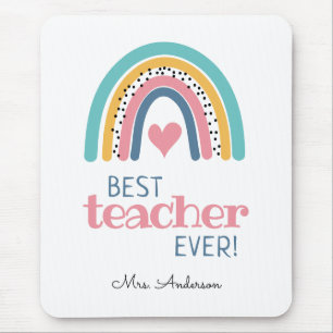 Colorful Rainbow Best Teacher Ever Canvas tas Muismat