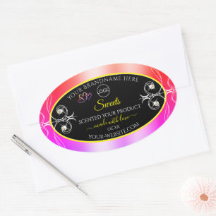 Colorful Rainbow Decor Jewels Logo Label en Black